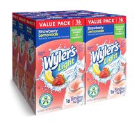 Wyler's Light Singles To Go - Paquetes de polvo, mezcla de bebida de agua, limonada de fresa, 16 unidades, 6 cajas (96 porciones individuales)