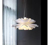 Wylolik Lámpara de pétalos moderna Lámparas colgantes blancas nórdicas Lámpara de dormitorio Luces colgantes de flores con pantalla de acrílico Mesa de metal ajustable altura Decoración de isla cocina