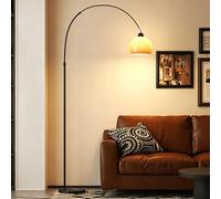 Wylolik Lámpara de pie Moderna con Forma de Arco, Altura Ajustable, Pantalla giratoria de 180°, LED de 20 W, Regulable en Tres Colores, lámpara de pie de Cristal Naranja para salón o Dormitorio.