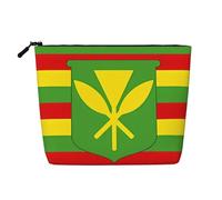 WYLXIN Bolsa de maquillaje de cáñamo falso con bandera hawaiana nativa. Respetuoso con el medio ambiente y duradero, diseño simple, fácil de almacenar tus artículos esenciales de belleza, negro, talla