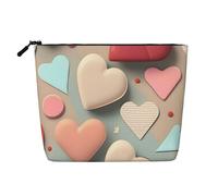 WYLXIN Bolsa de maquillaje de cáñamo falso con patrón de amor. Respetuoso con el medio ambiente y duradero, diseño simple, fácil de almacenar tus artículos esenciales de belleza.