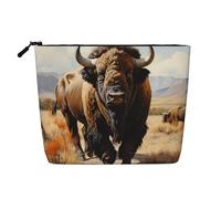 WYLXIN Bolsa de maquillaje de cáñamo falso de Bison Herd de América del Norte. Respetuoso con el medio ambiente y duradero, diseño simple, fácil de almacenar tus artículos esenciales de belleza.