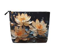 WYLXIN Bolsa de maquillaje de cáñamo falso de loto blanco bohemio. Respetuoso con el medio ambiente y duradero, diseño simple, fácil de almacenar tus artículos esenciales de belleza, negro, talla