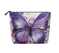 WYLXIN Bolsa de maquillaje de cáñamo falso de mariposa con pintura al óleo morada. Respetuoso con el medio ambiente y duradero, diseño simple, fácil de almacenar tus artículos esenciales de belleza