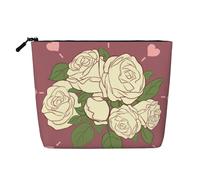 WYLXIN Bolsa de maquillaje de cáñamo falso, diseño de rosa blanca de amor. Respetuoso con el medio ambiente y duradero, diseño simple, fácil de almacenar tus artículos esenciales de belleza.