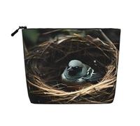 WYLXIN Little Bird Nest - Bolsa de maquillaje de cáñamo falso, respetuosa con el medio ambiente y duradera, diseño simple, fácil de almacenar tus artículos esenciales de belleza, color negro, talla