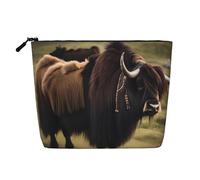 WYLXIN Mighty Highland Yak - Bolsa de maquillaje de cáñamo falso, respetuosa con el medio ambiente y duradera, diseño simple, fácil de almacenar tus artículos esenciales de belleza, color negro, talla