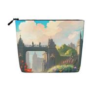 WYLXIN Outside The Castle Gate - Bolsa de maquillaje de cáñamo falso, respetuosa con el medio ambiente y duradera, diseño simple, fácil de almacenar tus artículos esenciales de belleza, negro, talla