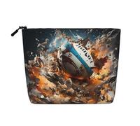 WYLXIN Rugby On Fire - Bolsa de maquillaje de cáñamo falso, respetuosa con el medio ambiente y duradera, diseño simple, fácil de almacenar tus artículos esenciales de belleza, color negro, talla única