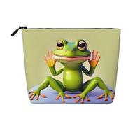 WYLXIN The Funny Frog Doing Yoga - Bolsa de maquillaje de cáñamo falso, respetuosa con el medio ambiente y duradera, diseño simple, fácil de almacenar tus artículos esenciales de belleza, negro, talla