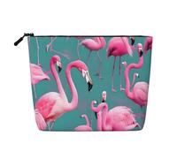 WYLXIN Una bolsa de maquillaje de cáñamo falso de flamencos. Respetuoso con el medio ambiente y duradero, diseño simple, fácil de almacenar tus artículos esenciales de belleza.