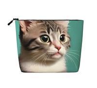 WYLXIN Una bolsa de maquillaje de cáñamo falso de gato curioso. Respetuoso con el medio ambiente y duradero, diseño simple, fácil de almacenar tus artículos esenciales de belleza, negro, talla única