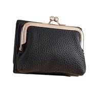 WYLZLKX Cartera compacta para mujer con bolsillo para monedas con cierre de beso y ventana transparente, tarjetero corto para uso diario, Black, As Shown