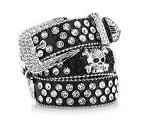 WYLZLKX Cinturón de cintura con hebilla de calavera para mujeres y hombres, correa de cintura de lujo para vestidos de jeans, Negro, Approx. 115x3.3cm/ 45.27x1.29in