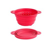 WYLZLKX Colador plegable de silicona para frutas y verduras, cesta escurridora con asa, herramienta de cocina, color rojo