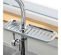 WYLZLKX Grifo de esponja para jabón, escurridor, estante de almacenamiento ajustable para fregadero, soporte de drenaje de paño de plato. Grande gris