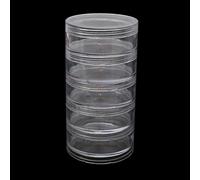 WYLZLKX Tarros de almacenamiento redondos de plástico transparente con 5 ranuras, organizador de accesorios para manualidades, joyas, cuentas, píldoras, soporte para pastillas de costura