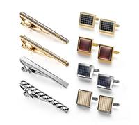 Wynameleri Juego de gemelos y clips de corbata clásicos para hombres, boda, feliz día del padre, accesorio de decoración para negocios, cumpleaños, gemelos personalizados para hombres, juego de