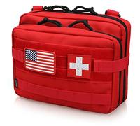 WYNEX - Bolsa de administración táctica de Doble Capa, Bolsa de Utilidad Molle EDC EMT con Bolsa de Herramientas Modular de Gran Capacidad con Insignia de Bandera incluida, Color Rojo, Rojo, Free