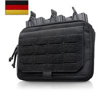 WYNEX Molle Admin - Bolsa de herramientas táctica estilo canguro con tira mag/zipper inserción, modular EDC bolsa médica organizador, parche de fijación incluido, Negro , Bolsillo adicional