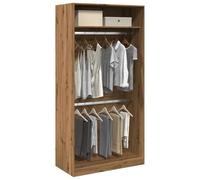 Wynira Armario Artisan-roble de madera de 100 x 50 x 200 cm con 2 compartimentos y barra para colgar ropa para pasillo, dormitorio, habitación infantil, espacio de almacenamiento compacto y orden