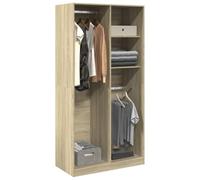Wynira Armario de madera de roble Sonoma, 100 x 50 x 200 cm, con barra para colgar, compartimentos y espacio de almacenamiento, armario compacto para dormitorio, vestidor o habitación infantil