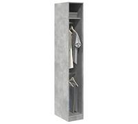 Wynira Armario gris hormigón de madera 30 x 50 x 200 cm con barra para colgar, estante y espacio de almacenamiento, armario compacto para dormitorio, vestidor y habitación infantil