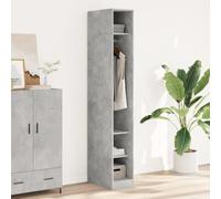 Wynira Armario gris hormigón de madera 30 x 50 x 200 cm con barra para colgar y estante, perchero compacto para dormitorio, pasillo, habitación infantil, espacio de almacenamiento y orden