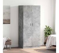 Wynira Armario gris hormigón de madera 80 x 52 x 180 cm con 2 puertas, barra colgante y compartimento grande, solución de almacenamiento versátil para dormitorio, pasillo y vestidor