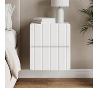 Wynira «Mesita de noche montada en la pared, color blanco brillante, 33 x 34,5 x 43 cm, con 2 cajones, espacio de almacenamiento, estante de almacenamiento, muebles de dormitorio, mesa auxiliar, mesa