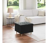 Wynira otomana de almacenamiento con cojín negro de terciopelo 60 x 60 x 45 cm, acolchado con espacio de almacenamiento, patas de madera robustas, taburete versátil para salón, dormitorio, cocina y