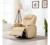 Wynira Sillón balancín de masaje de piel sintética con 8 puntos de masaje, función giratoria de 360°, respaldo ajustable y reposapiés, sillón relax eléctrico con mando a distancia para salón y oficina