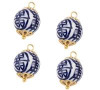 Wynrzyj Adornos de porcelana azul cerámica emparejados con acero inoxidable 304 para la creación de accesorios individuales. Componentes de pendientes inoxidables de cerámica y acero inoxidable, talla