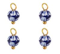 Wynrzyj Adornos de porcelana azul cerámica emparejados con acero inoxidable 304 para la creación de accesorios individuales. Componentes de pendientes inoxidables de cerámica y acero inoxidable, talla