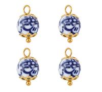 Wynrzyj Adornos de porcelana azul cerámica emparejados con acero inoxidable 304 para la creación de accesorios individuales. Componentes de pendientes inoxidables de cerámica y acero inoxidable, talla