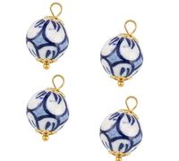 Wynrzyj Adornos de porcelana azul cerámica emparejados con acero inoxidable 304 para la creación de accesorios individuales. Componentes de pendientes inoxidables de cerámica y acero inoxidable, talla