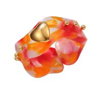 Wynrzyj Anillos de resina de color ámbar coloridos, ajuste cómodo, atuendo formal informal, amplificador, joyería fácil de usar, como se describe