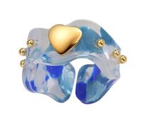 Wynrzyj Anillos de resina de color ámbar coloridos, ajuste cómodo, atuendo formal informal, amplificador, joyería fácil de usar, como se describe