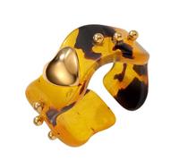 Wynrzyj Anillos de resina de color ámbar coloridos, ajuste cómodo, atuendo formal informal, amplificador, joyería fácil de usar, como se describe