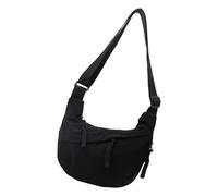 Wynrzyj Bolso bandolera grande multiuso para viajes de trabajo universitarios de lona simple con cremallera Crossbody Bag Streetwear Crossbody School, Negro