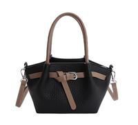 Wynrzyj Bolso de hombro extensible de piel sintética, diseño de correa ajustable para mujeres y niñas, cómodo bolso de mano o bandolera, bolsa de trabajo, Negro , with pendant