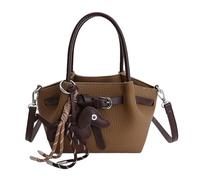 Wynrzyj Bolso de hombro extensible de piel sintética, diseño de correa ajustable para mujeres y niñas, cómodo bolso de mano o bandolera, bolsa de trabajo, marrón, not include pendant