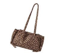 Wynrzyj Bolso de hombro vintage de ante ligero para mujer, bolso de hombro de oficina o escapadas de fin de semana, monedero retro, Patrón de leopardo marrón
