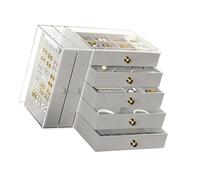 Wynrzyj Caja de joyería acrílica transparente con 5 niveles y diseño de visión clara para un fácil acceso Soporte de accesorios joyero impermeable