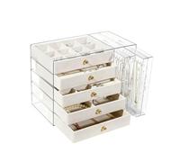 Wynrzyj Caja de joyería acrílica transparente con 5 niveles y diseño de visión clara para un fácil acceso Soporte de accesorios joyero impermeable