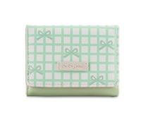 Wynrzyj Cartera corta moderna PU diseño a rayas arcos embellecimiento práctico cuero PU titular de la tarjeta moneda dinero, verde claro, Belleza masiva