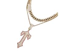 Wynrzyj Diamantes de imitación cruzan el collar de la conexión cubana en diamantes completos a través del collar de cadena cubana para fiesta y uso diario Diamantes chispeantes, cuban chain 3, como se