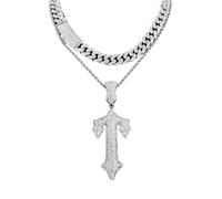 Wynrzyj Diamantes de imitación cruzan el collar de la conexión cubana en diamantes completos a través del collar de cadena cubana para fiesta y uso diario Diamantes chispeantes, cuban chain 1, como se
