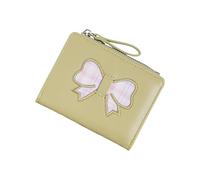 Wynrzyj Elegante Cartera Corta PU Con Arcos De Moda Y Múltiples Ranuras Funcionales Ventana Moneda Para Mujeres Y Niñas Práctica PU Billetera Plegable, verde claro, Mass Beauty