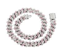 Wynrzyj Moda Iced Outs Diamonds Collar de Cadena de Conexión Cubana Hip Hop Moda Accesorios de Joyería para Mujeres y Hombres de Moda Hip Hop Cuban Cadena Collar, 22inch X 55cm, como se describe, como